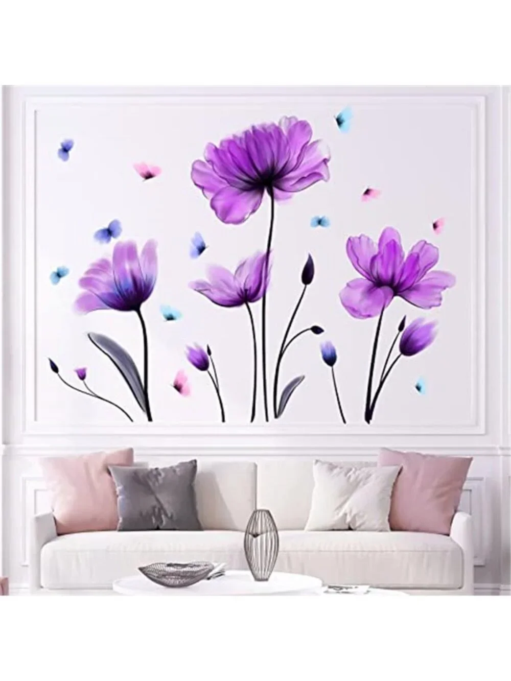 Purple Floral Wall Decal Removable Flower Wall Sticker